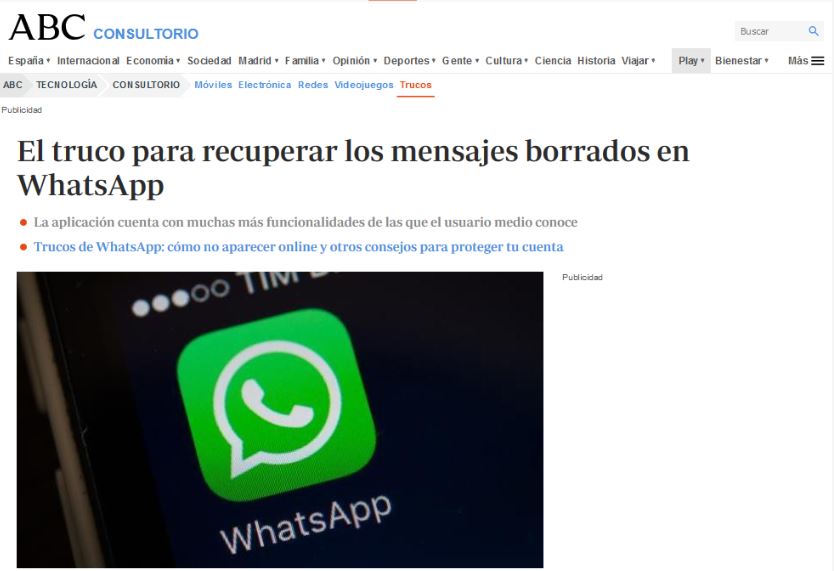 El truco para recuperar los mensajes borrados en WhatsApp